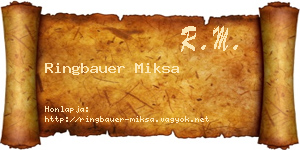 Ringbauer Miksa névjegykártya